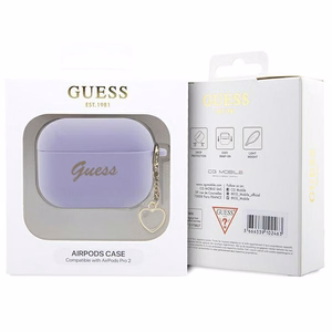 Guess GUAP2LSCHSU AirPods Pro 2 cover purple/purple Silicone Charm Heart Collection