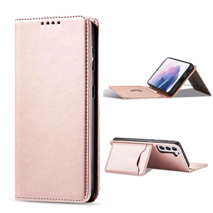 Magneettikorttikotelo Samsung Galaxy S22 + (S22 Plus) Kotelo Lompakko Kortinhaltija Vaaleanpunainen