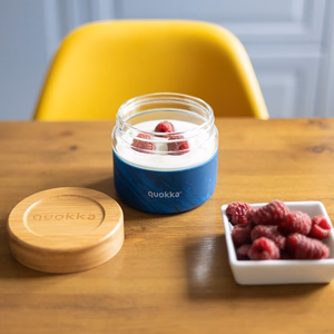 Quokka Deli Food Jar 500 ml borosilikaattilasinen ruoka-astia, puunsyykuvio