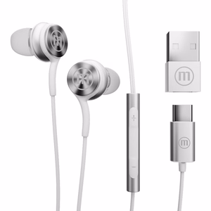 Maxell XC1 USB-C langalliset kuulokkeet USB-A-sovittimella, valkoinen