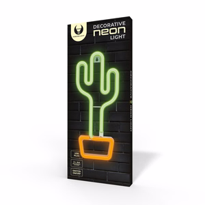 Neon LED-valo CACTUS oranssi vihreä Bat + USB FLNE02 Forever Light