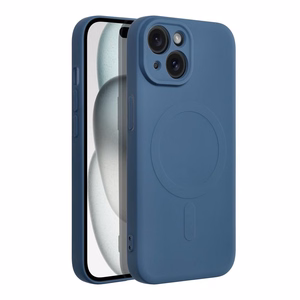 Silikoninen Mag Cover iPhone 15:lle yhteensopiva MagSafen kanssa sininen