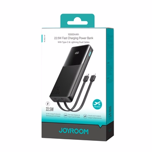Joyroom JR-PBF19 22.5W 10000mAh Powerbank with Two Built-in Cables - Black