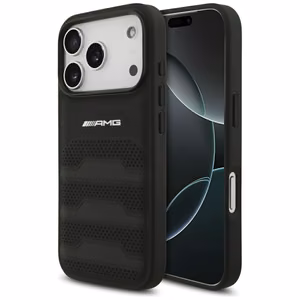 AMG Nahkainen Debossed Lines Logo Suojakuori iPhone 17 Pro:lle - Musta
