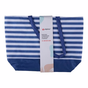 Alpina raidallinen rantalaukku, 49.3 × 16 × 34 cm, laivastonsininen ja valkoinen