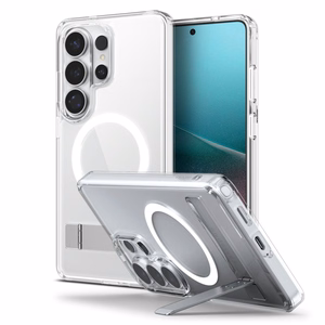 Spigen Ultra Hybrid S Mag MagSafe Suojakuori Samsung Galaxy S26 Ultra:lle - läpinäkyvä ja valkoinen