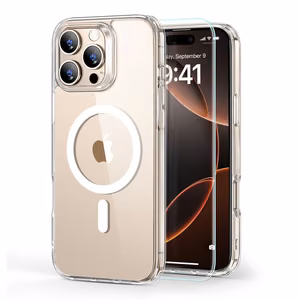 ESR Classic Hybrid Halolock MagSafe Suojakuori + Karkaistu lasi iPhone 16 Pro Max:lle - Läpinäkyvä