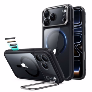 ESR Classic Hybrid Kickstand MagSafe suojakuori malleille iPhone 18 Pro / 17 Pro, läpinäkyvä musta