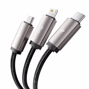 Tech-Protect UltraBoost 3in1 USB-A - Lightning / USB-C / micro USB 3.5A kaapeli 1m - harmaa