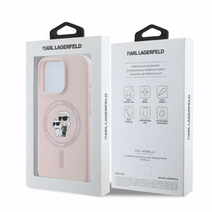 KARL LAGERFELD Silikoninen KC Body Ring MagSafe Suojakuori KLHMP16XSCMKCRHP iPhone 16 Pro Max:lle - Vaaleanpunainen