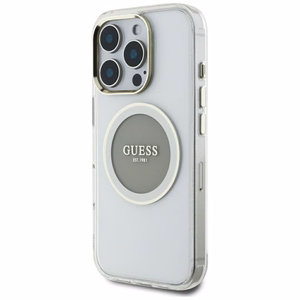 Guess IML Metal Colored Circle Classic Logo MagSafe Suojakuori iPhone 16 Pro Max:lle - harmaa