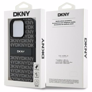 DKNY Texture Pattern Tonal Stripe iPhone 16 Pro:lle Suojakuori - Musta