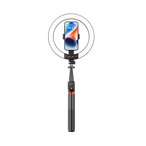 Blavec Selfie Ring Lamp Aluminium Aura LED RGB P-50 25 cm kolmijalka + kauko-ohjain + 2,3 m musta (vaurioitunut pakkaus)