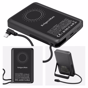 Kruger&Matz-varavirtalähde, 10000 mAh, Li-Polymer, QC ja PD, CCC-sertifioitu Aasian markkinoille