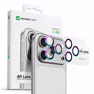 AmazingThing Linssilasi iPhone 17 Pro / Pro Max:lle sateenkaari-alumiinikehyksellä