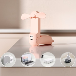 Jisulife Handheld Fan Life8 Portable USB Fan with Power Bank Function 2000mAh and Flashlight - Pink