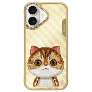Nimmy Big Eyed Pet 2.0 Kissa Suojakuori iPhone 16:lle - vihreä