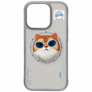 Nimmy Glasses Cool Cat MagSafe Suojakuori iPhone 16 Pro:lle - harmaa