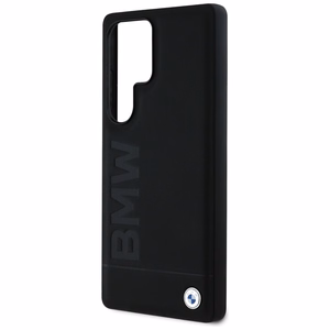 BMW Nahkainen Big Wordmark Suojakuori Samsung Galaxy S25 Ultralle - musta