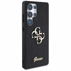 GUESS Fixed Glitter Big 4G Metal Logo Suojakuori Samsung Galaxy S25 Ultra Musta