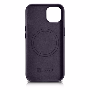 iCarer Kotelo Nahkakotelo Kotelo iPhone 14 Plus tumman violetti (MagSafe-yhteensopiva)