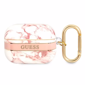 Guess GUAPHCHMAP AirPods Pro -suojus vaaleanpunainen/vaaleanpunainen Marble Strap Collection -mallisto