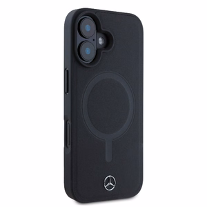Mercedes Plain Smooth nahkainen MagSafe Suojakuori iPhone 16:lle - musta