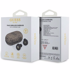 TWS Guess 4G Metal Bluetooth Kuulokkeet ENC telakointiasemalla - ruskea