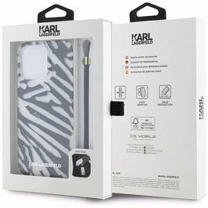 Karl Lagerfeld IML Zebra Pattern & Cord Suojakuori iPhone 15 Pro Max:lle - musta