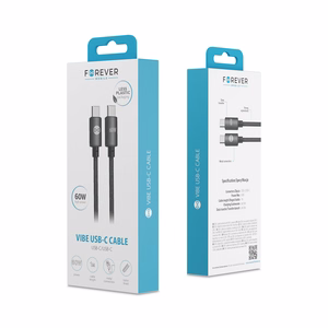 Forever Vibe kaapeli USB-C - USB-C 1,0 m 60W tummanharmaa