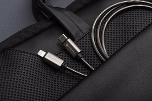 Kaapeli USB C - Lightning Forcell F-Energy PD 3A 27W Metal 1 m C238 hopeinen