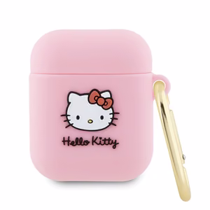 Hello Kitty Silicone 3D Kitty Head suojakuori AirPods 1/2:lle - vaaleanpunainen