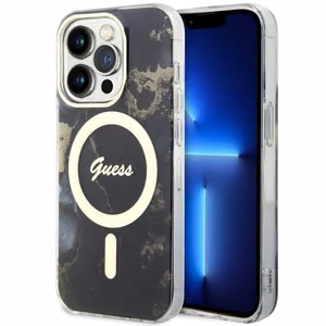 Guess GUHMP14XHTMRSK iPhone 14 Pro Max 6.7 musta/musta suojakuori Golden Marble MagSafe