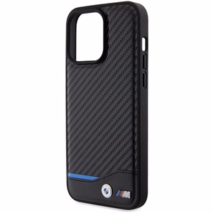 BMW Nahkainen Carbon Suojakuori iPhone 15 Pro Max:lle - musta