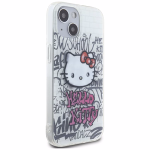 Hello Kitty IML Kitty On Bricks Graffiti Suojakuori iPhone 15:lle - valkoinen
