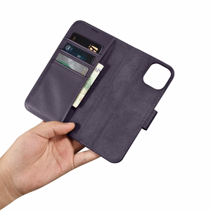 iCarer Lompakko Kotelo 2in1 Cover iPhone 14 Plus Anti-RFID Nahka Flip Case Tumman violetti (WMI14220727-DP)