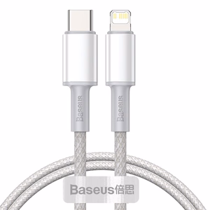 Baseus High Density Braided USB-C - Lightning kaapeli PD 20W 1 m (valkoinen) CATLGD-02