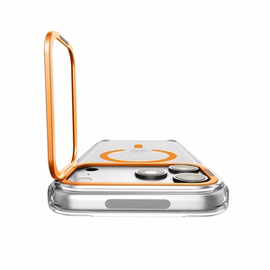 Spigen Ultra Hybrid Optik S MagSafe -suojakuori iPhone 18 Pro Max / 17 Pro Max -malleille, läpinäkyvä oranssi