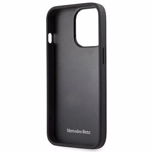 Mercedes Leather Meshed Metal Logo Case for iPhone 13 Pro / iPhone 13 - Black