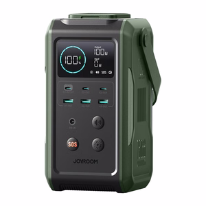 Virtapankki Joyroom JR-PBF10 75000mAh 100W 3x USB-C 3x USB-A kokoontaitettavalla taskulampulla ja kahvalla - vihreä