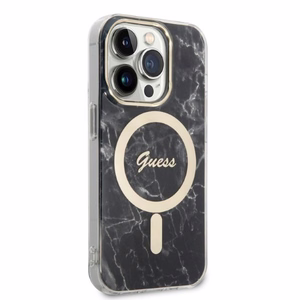Set Guess GUBPP14LHMEACSK suojakuori + laturi iPhone 14 Pro 6.1 musta/musta kova suojakuori Marble MagSafe