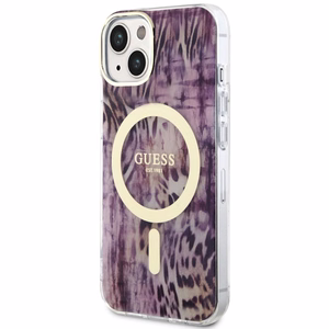 Guess Leopard MagSafe suojakuori iPhone 14:lle - vaaleanpunainen
