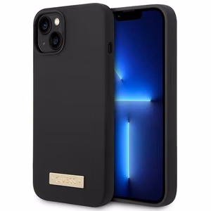 Guess GUHMP14MSBPLK iPhone 14 Plus 6.7" musta/musta kova kotelo Silikoni logo levy MagSafe