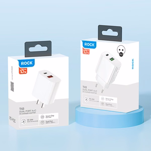 Rock Wall charger T43  - USB + Type C - QC 3.0 PD 20W 3A white