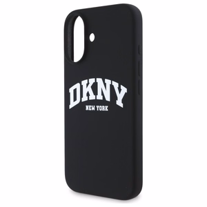 DKNY Silicone White Printed Logo MagSafe Suojakuori iPhone 16:lle - musta
