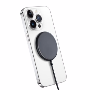 Crong MagSpot alumiininen 15 W magneettinen langaton laturi, MagSafe-yhteensopiva, grafiitinharmaa