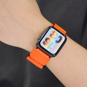 Hihna Apple Watchille Forcell F-Design FA05 nylon tarrakiinnitys 42 / 44 / 45 / 49 mm oranssi