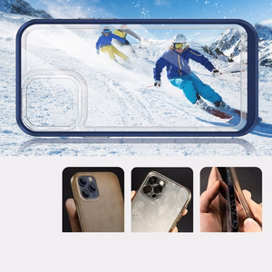 Kirkas 3in1 tapauksessa iPhone 13 Pro sininen kehys geeli kansi