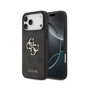 Guess PU 4G Metal Logo -kuori Apple iPhone 18 Pro Max -puhelimelle, harmaa