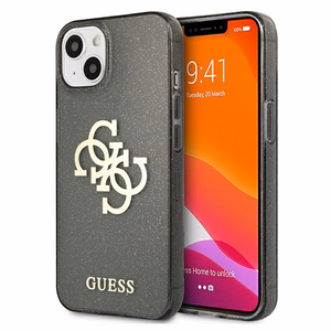 Guess GUHCP13SPCUGL4GBK iPhone 13 mini 5.4" musta/musta kova kotelo Glitter 4G iso logo